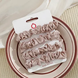 Satijnen haarscrunchies set voor vrouwen, elegante dunne haarelastiekjes, haaraccessoires.