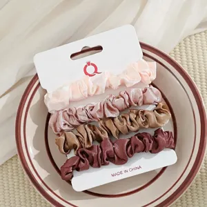 Satijn haarscrunchies set voor vrouwen meisjes, elegante kleine haarelastiekjes haaraccessoires.
