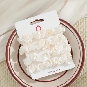 Witte satijnen haarrekkers set delicate haarelastiekjes paardenstaart houder accessoires