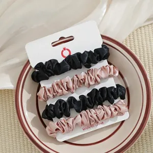 Satijn haarelastiekjes set voor dames en meisjes, minimalistische paardenstaart haaraccessoires.