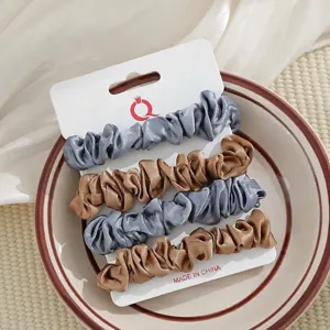 Satijn haarscrunchies set smalle haartouw kleurrijke stijlvolle dagelijkse haaraccessoires