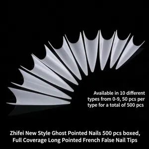 Vollständige Abdeckung Lange Scharfe Französische Künstliche Nagelspitzen Transparente Natürliche Acrylnägel Nagelkunst Verlängerungsset