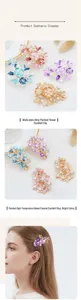 Alloy flower duckbill hair clip with pearls and rhinestones, elegant side hairpin for women.