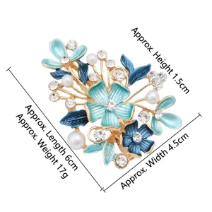 Floral alloy rhinestone pearl hair clip duckbill barrette for women side hair styling accessory