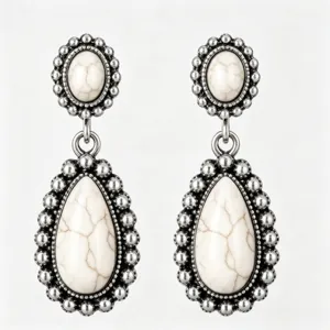 Vintage antique silver turquoise dangle earrings bohemian teardrop earrings for women.