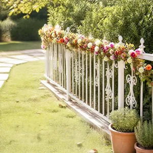 Artificial rose flower vine for outdoor garden fence and wedding decoration 45-head mix