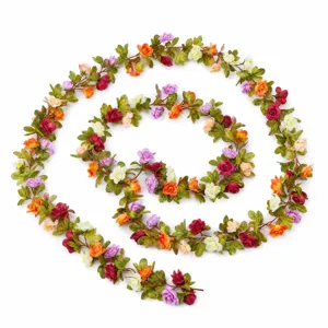 Artificial rose vine garland, mixed colors fake flowers for wedding arch home decor.