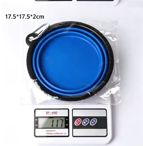 Portable collapsible pet bowl for travel and outdoor hiking, flexible TPE dog water feeding bowl.