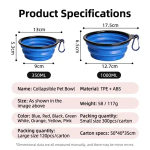 Portable travel collapsible pet bowl silicone dog bowl outdoor feeding food container 350ml