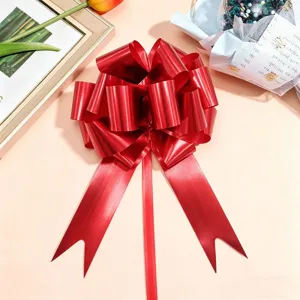 Rote Geschenkschleife zum Ziehen, 3x120cm Metallband für Blumen und Weihnachtsgeschenkverpackung.