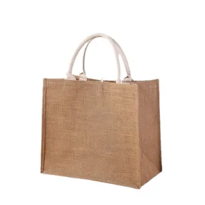Grosse Jute Tragetasche mit robusten Griffen, ideal fur Einkaufe, Messen und Geschenke.