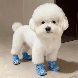 Breathable mesh pet shoes for small dogs Teddy Bichon anti-slip puppy sandals summer wear