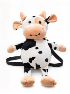 Mignon sac à dos en peluche vache de dessin animé pour enfants, sac bandoulière animal doux filles.