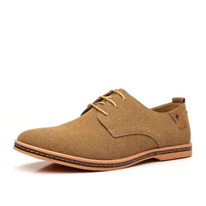 Men's casual suede leather lace-up shoes in brown low-top footwear fashion spring wear
