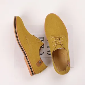 Men's casual suede leather shoes spring lace-up fashion footwear plus size 47 and 48