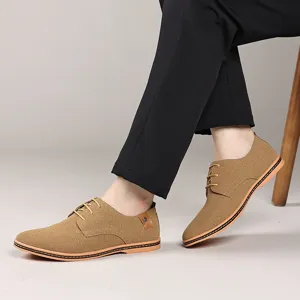 Men's casual frosted leather lace-up shoes detail view, stylish brown footwear for daily wear.