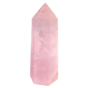 Torre di cristallo di quarzo rosa naturale pietra di guarigione prisma esagonale deco