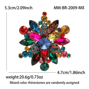 Fashion alloy rhinestone flower brooch pin crystal apparel accessories statement jewelry gift