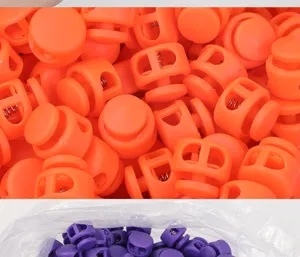 Colorful plastic cord locks for elastic strings, mushroom spring buckles for DIY crafts