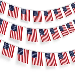 US-Flaggen Girlande Dekoration für Unabhängigkeitstag Party Bar Feiertag hängende Flaggen Deko.
