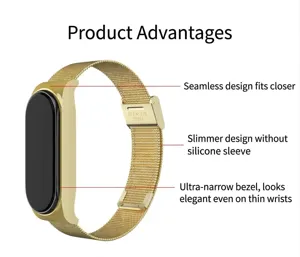 Cinturino per orologio in acciaio inossidabile milanese per Xiaomi Mi Band 7 6 5 magnetico oro