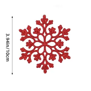 Red Glitter Snowflake Christmas Tree Hanging Ornament 10cm Acrylic Party Decor