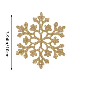Gold glitter snowflake ornament, 10cm Christmas tree hanging decoration for holiday party.