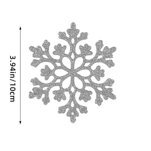 Glitter acrylic snowflake ornament detail, sparkling Christmas tree hanging decor 10cm.