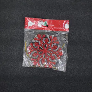 Christmas glitter snowflake ornament hanging pendant for tree decoration detail view