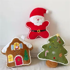 Christmas decorative plush throw pillows set Santa Claus gingerbread house tree sofa cushions