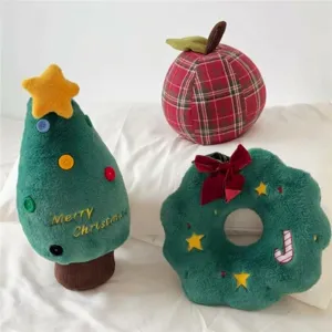 Christmas plush toy pillow set, cute tree apple wreath shape sofa bed cushion home decor.