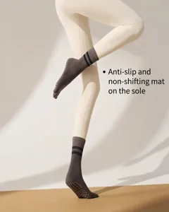 Herbst Winter Wadenlange Zehensocken Yoga rutschfest Pilates Fitness atmungsaktiv schweißableitend