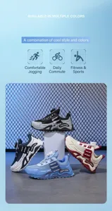 Kids rotary buckle outdoor sports shoes, breathable mesh casual running for kids.