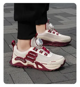 Kids outdoor rotary button sneakers breathable mesh casual running shoes for boys and girls