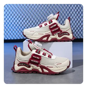 Kids outdoor rotary button sneakers mesh casual running shoes for spring and autumn low-top