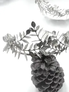 Corona de rama de olivo plateada diadema de novia hoja de laurel accesorio para el pelo