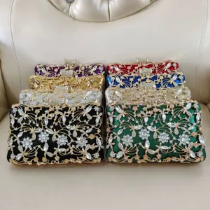 Elegant rhinestone evening clutch bags in diverse colors, ideal for weddings and parties.