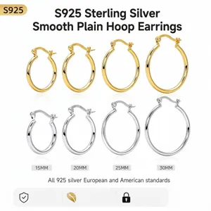 925 Sterling Silver Hoop Earrings Hollow Tube Minimalist Simple Style High Polished Jewelry For Women