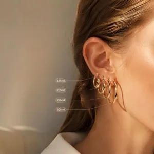 S925 Sterling Silver Hoop Earrings Smooth Round Tube Multi-Size Daily Minimalist Jewelry