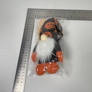 Halloween Zwerg Puppe mit Kürbis Hut und Besen Plüschtier Heimtextilien Halloween Deko