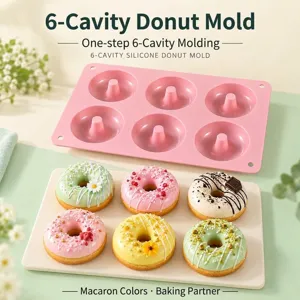Silicone Donut Mold Multi Cavity Non Stick Flexible Round Cake Baking Pan For Homemade Pastry Macaron Color Kitchen Tool
