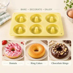 6-cavity silicone donut mold for baking delicious homemade cakes, pastries, and sweet treats easily.