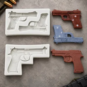 3D Handgun Silicone Mold Realistic Pistol Shape For Chocolate Fondant Resin Clay Soap Candle Making DIY Craft