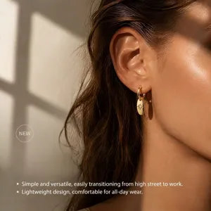 Elegant S925 sterling silver star pendant hoop earrings for women, minimalist luxury daily wear.