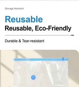 Vista dettagliata del sacchetto di compressione sottovuoto trasparente e resistente.