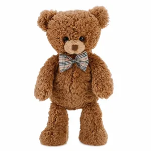 Mignon Jouet en Peluche Ours Teddy Poupée Oreiller Doux Avec Nœud Écossais Pour Cadeau d'Anniversaire d'Enfant