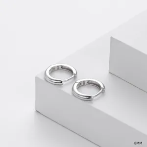 Boucles d'oreilles créoles unies en argent sterling 925 de 8mm minimalistes petites et élégantes