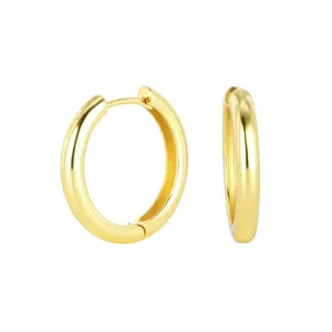 Boucles d'oreilles créoles lisses en argent sterling 925 plaqué or, style minimaliste