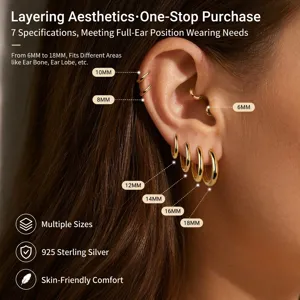 Ensemble de creoles en argent sterling 925 plusieurs tailles boucles d oreilles lisses