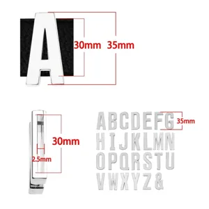 30mm smooth alloy letter charms DIY alphabet pendants for apparel luggage jewelry making